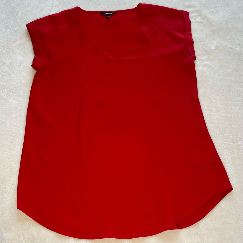 Express Red Short Sleeve Blouse